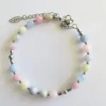 Bracelet pastelia - agate morganite pastel & acier argenté signé créalyn Bracelet pastelia - agate morganite pastel & acier argenté signé créalyn