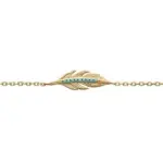 Bracelet plaqu� or, plume & pierres turquoises - cavana