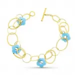 Bracelet raffin� en or jaune 18 carats serti de turquoise - isis