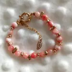 Bracelet soraya - pierre persane rose & acier dor, fermoir boue