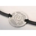 Bracelet tortue, cordon color, acier / argent
