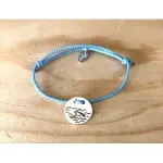 Bracelet vague, argent 925 & cordon couleur au choix