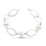 Bracelet yse - or blanc 18 carats et perles de culture blanches