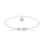 Chaîne de cheville femme, argent rhodié, coeur de zircon Chaîne de cheville femme, argent rhodié, coeur de zircon