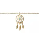 Chane de cheville femme, plaqu or, attrape - rve et pierre turquoise