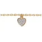 Chane de cheville femme, plaqu or bicolore & coeur de zircon