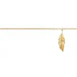 Chane de cheville femme, plaqu or et breloque plume dore