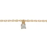 Chane de cheville femme, plaqu or et zircon solitaire - tamara