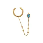 Chaîne d'oreille et anneau de cartilage, plaqué or et pierre bleue - sélène Chaîne d'oreille et anneau de cartilage, plaqué or et pierre bleue - sélène