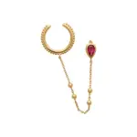 Chaîne d'oreille et anneau de cartilage, plaqué or et pierre rouge - sélène Chaîne d'oreille et anneau de cartilage, plaqué or et pierre rouge - sélène