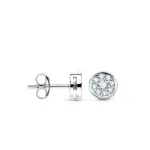 Clous d'oreilles en diamants �co et or blanc, cercle serti de 9 diamants - yfina