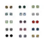 Clous d'oreilles femme & enfant en argent et cristal 2 mm - couleurs au choix
