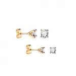 Clous d'oreilles en or jaune 18 carats et �co - diamant - yana