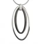 Collier acier + grand pendentif bicolore gris / noir - liena Collier acier + grand pendentif bicolore gris / noir - liena