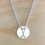 Collier argent pour femme, golf - pendentif 2 clubs