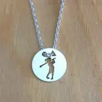 Collier argent pour femme, golf - pendentif petite golfeuse