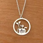 Collier argent pour femme, golf - pendentif sac & clubs