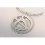 Collier argent, pendentif quitation, trier / cravache
