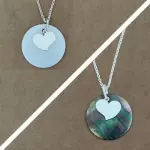 Collier argent et pendentif nacre femme, coeur