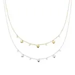 Collier � breloques coeur, argent ou plaqu� or, zircon - essy