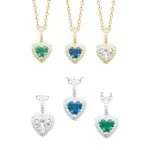 Collier coeur bleu, vert ou blanc en zircon tincelant