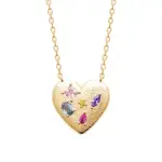 Collier coeur pop - plaqu� or 18 carats & zircones multicolores