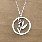Collier de cr�ateur et pendentif argent rhodi� pour femme - muguet