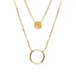 Collier double plaqué or, pendentifs ronds assortis - alliance Collier double plaqué or, pendentifs ronds assortis - alliance