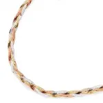 Collier femme en argent 3 tons, serpent plat tress - mlange