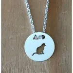 Collier femme argent, crateur cabanetchanque, pendentif chat assis