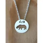 Collier femme argent, crateur cabanetchanque, pendentif hippopotame