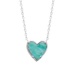Collier femme en argent massif et pierre naturelle amazonite verte - coeur