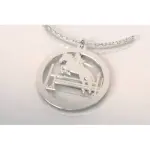 Collier femme argent, pendentif cheval saut d'obstacle Collier femme argent, pendentif cheval saut d'obstacle