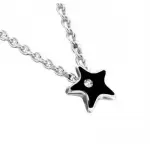 Collier femme argent, pendentif toile noire et swarovski