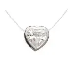 Collier femme en argent, pendentif zircon coeur + fil transparent