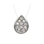 Collier femme en argent, pendentif zircon goutte + fil transparent