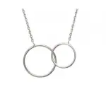 Collier pour femme en argent rhodi, 2 cercles entrelacs - chryo