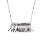 Collier femme en argent rhodi� 925, breloques plumes - zana