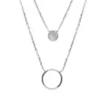Collier femme en argent rhodi, double chane - alliance