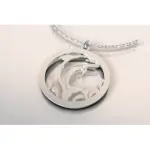 Collier femme en argent rhodi, pendentif dauphin, par cabanetchanque