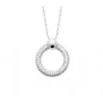 Collier femme en argent rhodi�, rond rehauss� de zircon - septa