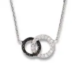 Collier femme en argent & zircon noir & blanc - union
