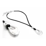 Collier femme, crateur zo bijoux, pendentif argent et cordon noir