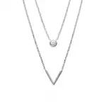 Collier femme, double cha�ne en argent & zircon - voletta