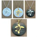 Collier femme nacre, pendentif tortue