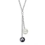 Collier femme, perle grise & blanche, argent 925 - femina