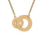 Collier femme en plaqu or, 2 anneaux entrelacs - adeva