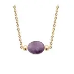 Collier femme en plaqué or & améthyste violette ovale - damas Collier femme en plaqué or & améthyste violette ovale - damas