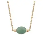Collier femme en plaqué or & aventurine verte ovale - damas Collier femme en plaqué or & aventurine verte ovale - damas