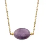 Collier femme en plaqu or & grande amthyste violette - silla